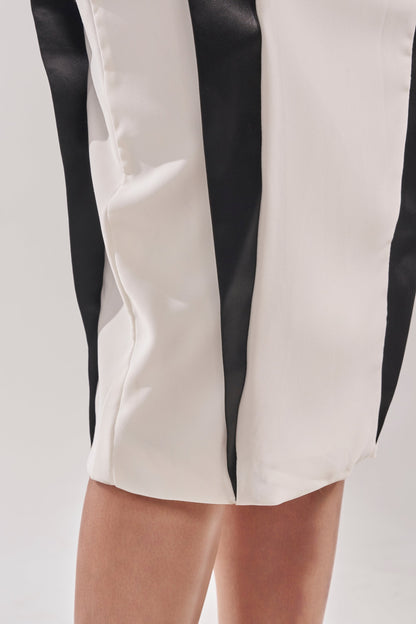 Georgie Girl White Black Contrast Strapless Midi Dress